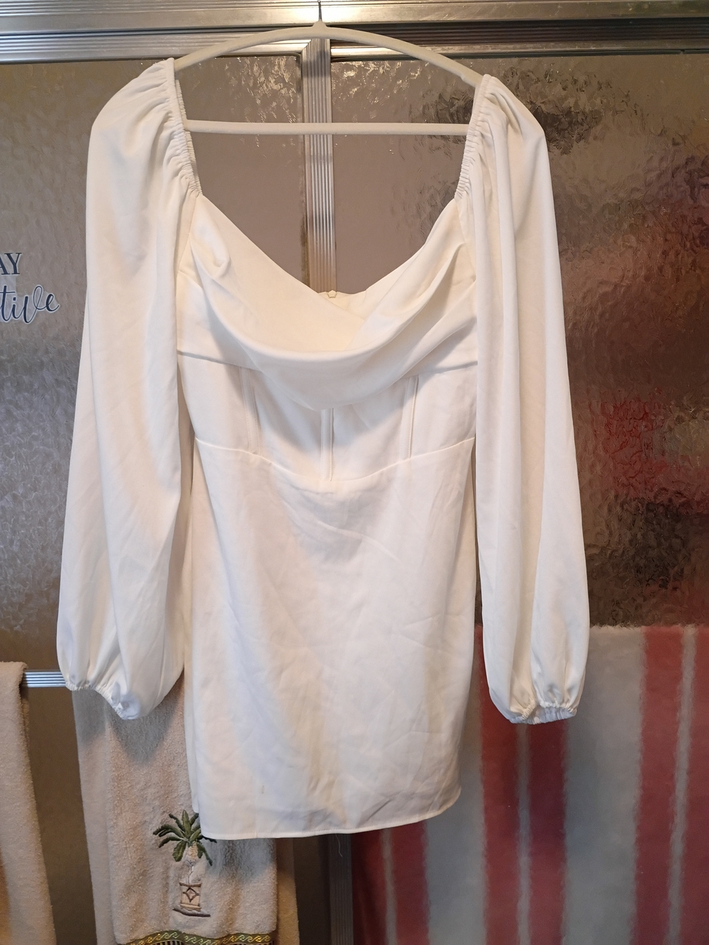 NWOT Princess Polly White Cowl Neck Long Sleeve Mini Dress